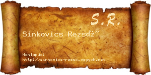 Sinkovics Rezső névjegykártya